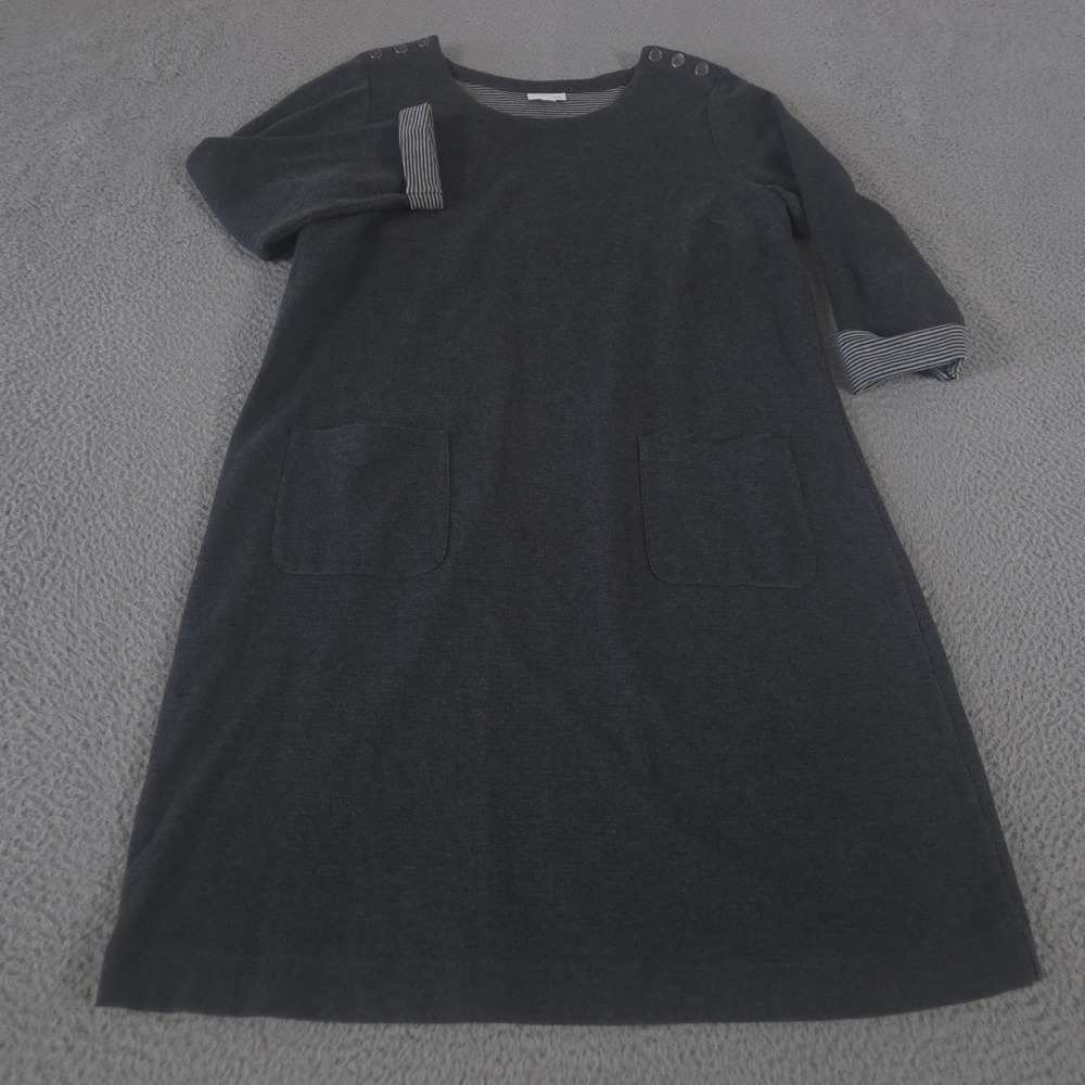 J.‎ Jill Dress Womens Large Gray 3/4 Sleeve Cotton Blend Pockets Button Detail